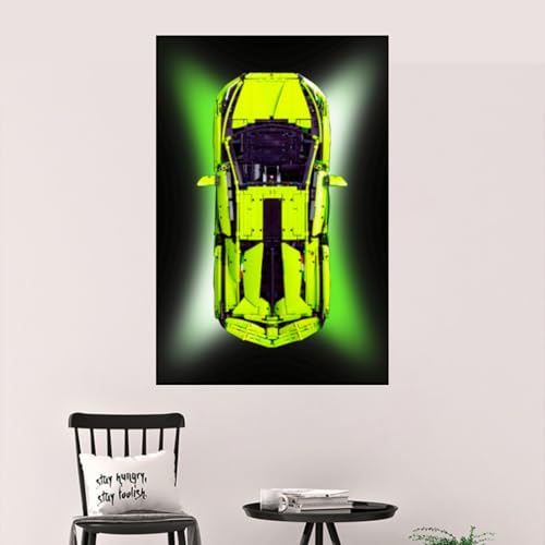 Display-Wandhalterung für LE-GO 42115 Lamborghiini SIiAN Kompatibel mit Le-go Auto-Hakenhalterung, Wandmontage, Geschenkideen, Dekoration, Größe: 50 x 80 cm (ohne Modell) (B) von SUNHON