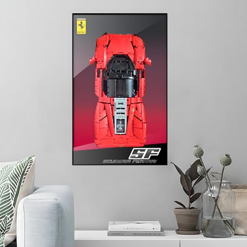 Display-Wandhalterung für LE-GO 42143 Ferrarri S-P-3, kompatibel mit Le-go Auto-Hakenhalterung, Wandmontage, Geschenkideen, Dekoration, Größe: 50 x 80 cm (ohne Modell) (B) von SUNHON