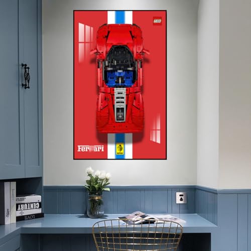 Display-Wandhalterung für LE-GO 42143 Ferrarri S-P-3, kompatibel mit Le-go Auto-Hakenhalterung, Wandmontage, Geschenkideen, Dekoration, Größe: 50 x 80 cm (ohne Modell) (B) von SUNHON
