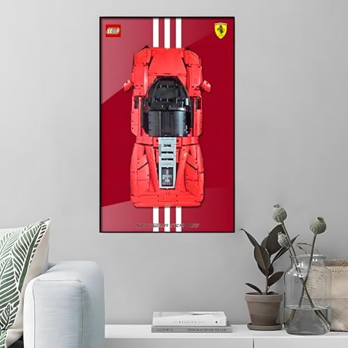 Display-Wandhalterung für LE-GO 42143 Ferrarri S-P-3, kompatibel mit Le-go Auto-Hakenhalterung, Wandmontage, Geschenkideen, Dekoration, Größe: 50 x 80 cm (ohne Modell) (C) von SUNHON