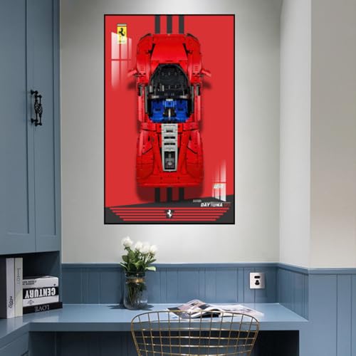 Display-Wandhalterung für LE-GO 42143 Ferrarri S-P-3, kompatibel mit Le-go Auto-Hakenhalterung, Wandmontage, Geschenkideen, Dekoration, Größe: 50 x 80 cm (ohne Modell) (D) von SUNHON
