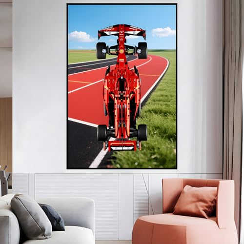 Display Wandhalterung für LE-GO 42207 Ferrarri SF-2-4 F1, kompatibel mit Le-go Auto-Haken, Wandmontage, Geschenkideen, Dekoration, Größe: 50 x 80 cm (ohne Modell) (A) von SUNHON