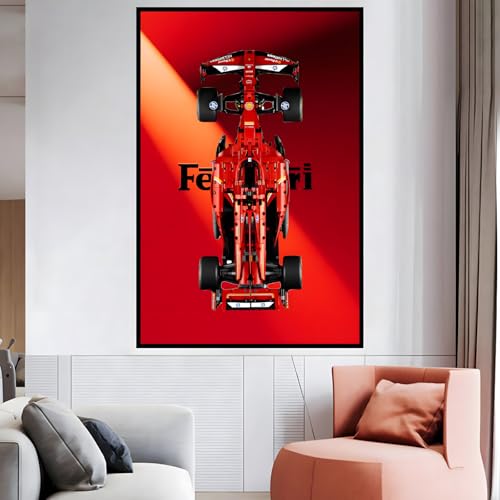 Display Wandhalterung für LE-GO 42207 Ferrarri SF-2-4 F1, kompatibel mit Le-go Auto-Haken, Wandmontage, Geschenkideen, Dekoration, Größe: 50 x 80 cm (ohne Modell) (B) von SUNHON