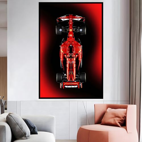 Display Wandhalterung für LE-GO 42207 Ferrarri SF-2-4 F1, kompatibel mit Le-go Auto-Haken, Wandmontage, Geschenkideen, Dekoration, Größe: 50 x 80 cm (ohne Modell) (C) von SUNHON