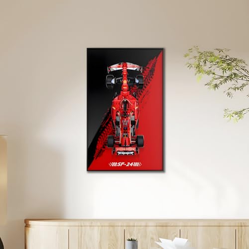 Display Wandhalterung für LE-GO 42207 Ferrarri SF-2-4 F1, kompatibel mit Le-go Auto-Haken, Wandmontage, Geschenkideen, Dekoration, Größe: 50 x 80 cm (ohne Modell) von SUNHON