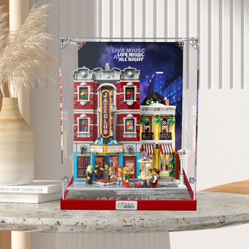 Figuren Display Box für LE-GO für 10312 Ja-zz Clubp Acryl Aufbewahrungsbox Staubdicht Transparent Box Custom Vitrine Aufbewahrungsbox (kein Modell) (Hintergrund) von SUNHON