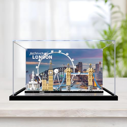 Figuren Display Box für LE-GO für 21034 für Lo-n-don Eye Acryl Aufbewahrungsbox Staubdicht Transparent Box Custom Vitrine Aufbewahrungsbox (Kein Modell) (Hintergrund) von SUNHON