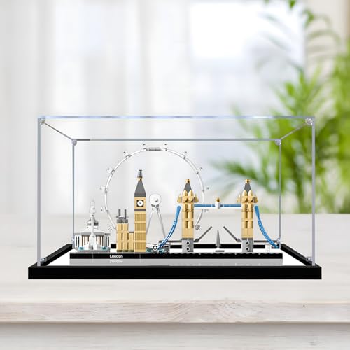 Figuren-Displaybox für LE-GO für 21034 für Lo-n-don Eye Acryl-Aufbewahrungsbox staubdichte transparente Box benutzerdefinierte Vitrine Aufbewahrungsbox (kein Modell) (Spiegel + 2 mm) von SUNHON