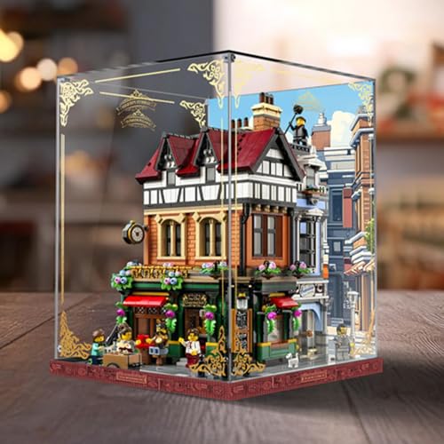 Figures Display Box für LE-GO für 10350 Britiish Street Corrner Acryl staubdicht transparent benutzerdefinierte Vitrine (kein Modell) (Hintergrund F) von SUNHON