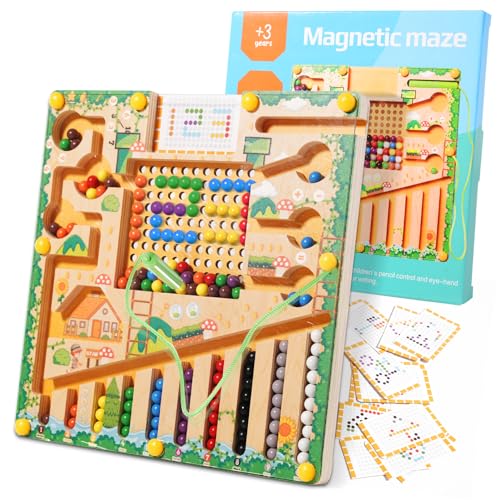 Magnetisches Lernspiel Montessori Magnet Spielzeug Labyrinth Spiel Magnetic Color And Number Maze Magnate Wooden Motorik Zahlenlabyrinth Reisespiele Sortierspiel FüR MäDchen Junge 3 4 5 6 7 Jahre von SUNJING