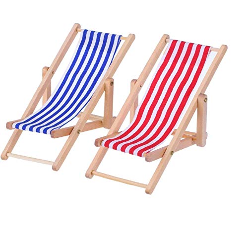 Miniatur Strand Stuhl, 2 Stück Hölzerner Mini Deko Liegestuhl | Puppenliegestuhl | Strandstuhl | Handyhalter | Miniliegestuhl | Klappstuhl, Blau-weißer Stoffsitz, ca.11x5cm Miniatur Strand Stuhl, 2 Stück Hölzerner Mini Deko Liegestuhl | Puppenliegestuhl | Strandstuhl | Handyhalter | Miniliegestuhl | Klappstuhl, Blau-weißer Stoffsitz, ca.11x5cm von SUNRIZ