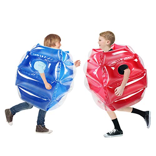 2 Stück Lawn Bumper Balls, Kinder Hinterhof Spiele Erwachsene Patio Bälle, Spielplatz Bälle Rasen Ballons, große aufblasbare Sommer Outdoor-Spielzeug (Kinder Rot + Blau, 60CM) von SUNSHINEMALL