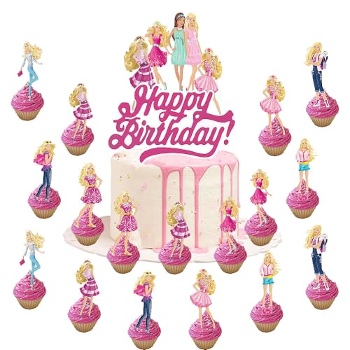 SUNSK Prinzessin Tortendeko Prinzessin Cupcake Toppers Happy Birthday Cake Topper Prinzessin Kuchen Deko Prinzessin Geburtstag Deko für Mädchen 34PCS von SUNSK