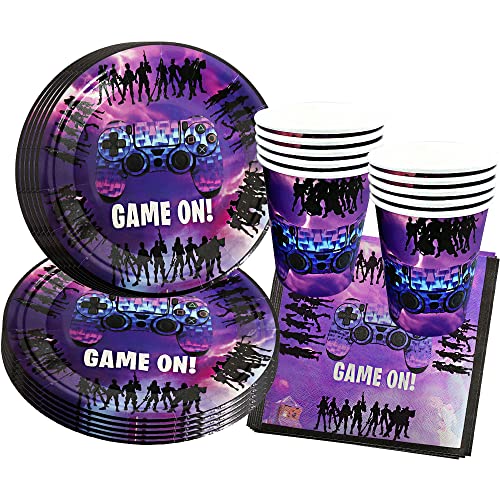 SUNSK Partygeschirr Set für Fortnite Videospiel Party Geschirr Spiel Partyzubehör Set Pappbecher Pappteller Servietten Videospiel Party Dekoration für Kindergeburtstag Thema Party 40 Stück SUNSK Partygeschirr Set für Fortnite Videospiel Party Geschirr Spiel Partyzubehör Set Pappbecher Pappteller Servietten Videospiel Party Dekoration für Kindergeburtstag Thema Party 40 Stück von SUNSK