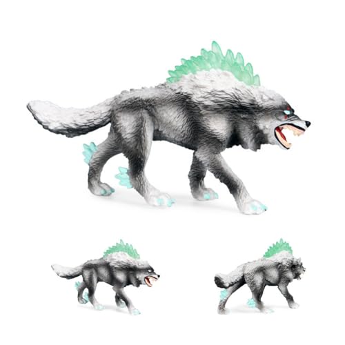 SUNSK Wolf Spielfigur Schnee-Wolf Figur mit Durchsichtigen Rückenkristallen Mythische Monster Actionfigur Wolf Modell Spielfiguren von SUNSK