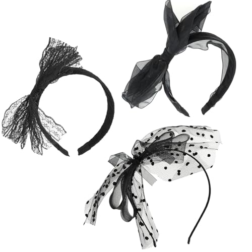 SUNTRADE Frauen 80er Jahre Party Spitze Stirnband mit Schleife 80er Jahre Kostüme Zubehör Set von 3 von SUNTRADE