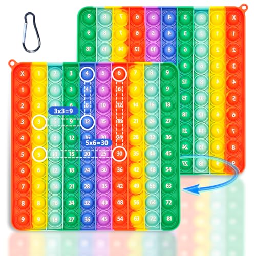 Push Bubble Pop Spielzeug Fidget Sensory Toys,Rainbow Multiplikationsbrett 2 in 1 für Grundschüler Einmaleins,1*1 Lernen Spiel für Montessori,Silikon Stressabbau Sensory Toy,Lernspielzeug für Kinder von SUNXBUK