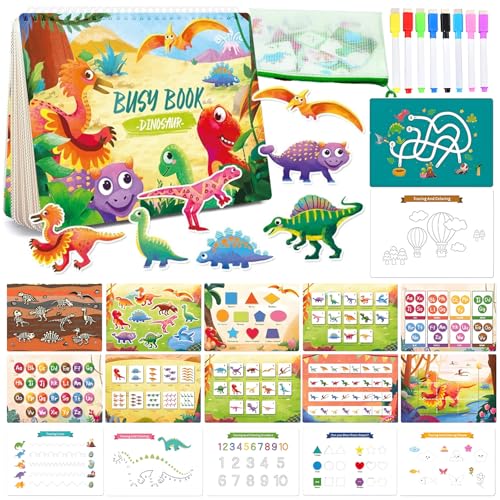 SUNXBUK Montessori Spielzeug ab 1 2 3 Jahr,Busy Board ab 1 Jahr,Quiet Book ab 1 Jahr,Busy Book ab 2 Jahre,Montessori Buch ab 1 2 3 4 5 Jahre,Sticker Funktion,Geschenk 1 Jahr Junge Mädchen-Dinosaurier SUNXBUK Montessori Spielzeug ab 1 2 3 Jahr,Busy Board ab 1 Jahr,Quiet Book ab 1 Jahr,Busy Book ab 2 Jahre,Montessori Buch ab 1 2 3 4 5 Jahre,Sticker Funktion,Geschenk 1 Jahr Junge Mädchen-Dinosaurier von SUNXBUK