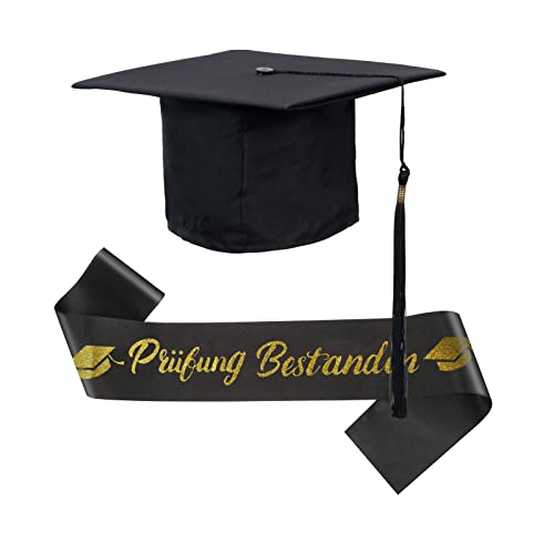 SUNYOK Prüfung Bestanden Schärpe mit Absolventenhut 2024 Graduation Deko Set Schwarz Gold Abschluss Hut & Schärpe ABI Geschenk für Abitur Doktor Bachelor Master Abschlussfeier SUNYOK Prüfung Bestanden Schärpe mit Absolventenhut 2024 Graduation Deko Set Schwarz Gold Abschluss Hut & Schärpe ABI Geschenk für Abitur Doktor Bachelor Master Abschlussfeier von SUNYOK