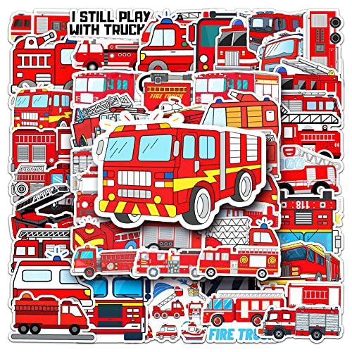 Feuerwehr Sticker,50 Stück Feuerwehrauto Sticker Set,Wasserfeste Vinyl Fahrzeug Belohnungssticker für Auto Laptop Computer Skateboard Wasserflaschen Koffer Fahrrad Motorrad Aufkleber Feuerwehr Sticker,50 Stück Feuerwehrauto Sticker Set,Wasserfeste Vinyl Fahrzeug Belohnungssticker für Auto Laptop Computer Skateboard Wasserflaschen Koffer Fahrrad Motorrad Aufkleber von SUNYOVIME