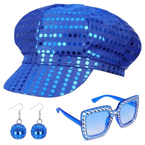 SUNZWO ABBA Hut-Set – 3-teiliges Zubehör-Set mit blauem Hut, Sonnenbrille und Ohrringen für Damen, ideal für Kostümpartys und Themen-ABBA-Events SUNZWO ABBA Hut-Set – 3-teiliges Zubehör-Set mit blauem Hut, Sonnenbrille und Ohrringen für Damen, ideal für Kostümpartys und Themen-ABBA-Events von SUNZWO