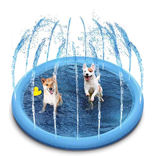 SUOXU Hundepools,170cm Hunde-Sprinkle und Spritzwasser-Spielmatte, Hunde-Pools,Sommerspielzeug, Sprühpad,Garten,Outdoor,tragbare Sprinkler, Hundespielmatte draußen von SUOXU