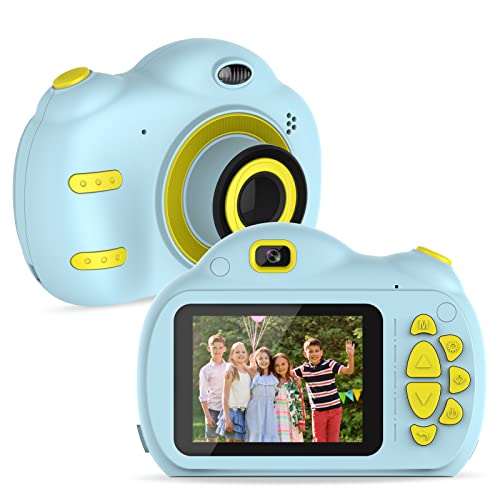 SUPBRO Kinderkamera Fotoapparat Kinder Digitalkamera Mit 2.4" IPS-Bildschirm 1080P HD 32G TF Karte Geschenke Spielzeug für 3-12 Jahre Kinder blau von SUPBRO
