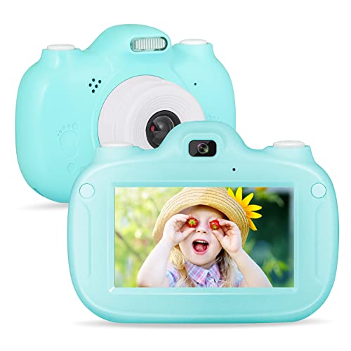 SUPBRO Kinderkamera Touchscreen Fotoapparat Kinder Digitalkamera Mit 3" IPS-Bildschirm 1080P HD 32G TF Karte Geschenke Spielzeug für 3-12 Jahre Kinder Blau von SUPBRO