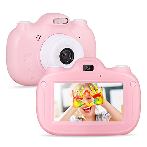 SUPBRO Kinderkamera Touchscreen Fotoapparat Kinder Digitalkamera Mit 3" IPS-Bildschirm 1080P HD 32G TF Karte Geschenke Spielzeug für 3-12 Jahre Kinder Rose von SUPBRO