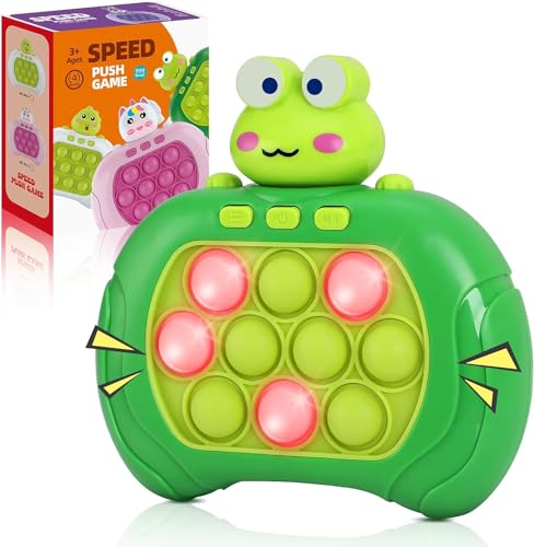 SUPER JOY Pop It Elektrisch - Fidget Toys Pop It Spiel Quick Push Bubble Game Popet Elektrisch Pop Up Spiel Speed Push Game Mini Handheld Controller Game Sensory Toys for Boy Girl Teen Kids Frosch von SUPER JOY