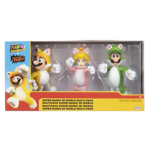 SUPER MARIO Nintendo Figuren 3er Pack 3D World Cat Set, 10 cm von SUPER MARIO