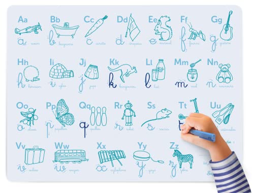 SUPER PETIT - Abekedär 100% Silikon – Lernspiel für Kinder ab 3 Jahren – Alphabet lernen und kursives Schreiben – Kindergarten und CP – Montessori-Methode – abwischbar und wiederverwendbar – Set 40 x von SUPER PETIT