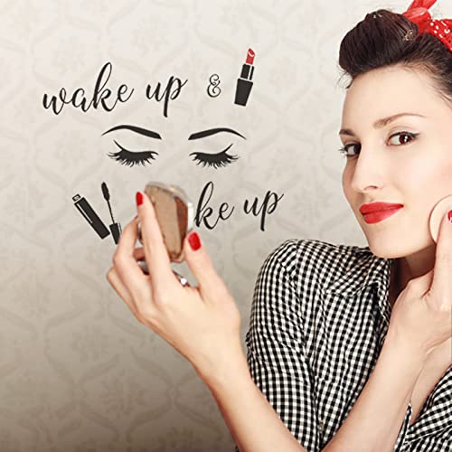SUPERDANT Wake Up Wandaufkleber Make Up Wandsticker Wimpern Kosmetik Muster Vinyl Schriftzug Wandkunst Aufkleber Für Damenfriseursalon Schlafzimmer Gästetoilette Badezimmer Dekor 59x35 cm SUPERDANT Wake Up Wandaufkleber Make Up Wandsticker Wimpern Kosmetik Muster Vinyl Schriftzug Wandkunst Aufkleber Für Damenfriseursalon Schlafzimmer Gästetoilette Badezimmer Dekor 59x35 cm von SUPERDANT