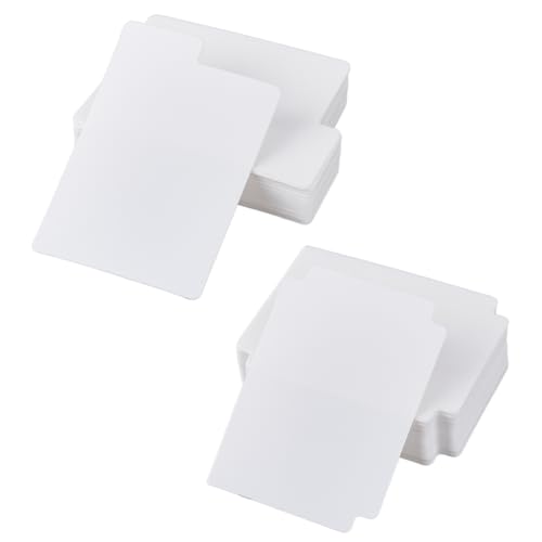 SUPERFINDINGS 100 Stück 2 Stile Sammelkarten-Trennwände weiße Kartenteiler für Aufbewahrungsboxen, Kunststoff-Kartentrenner mit Registern für Spiele, Sport, 9,3 x 6,9 cm/9,7 x 6,9 cm von SUPERFINDINGS