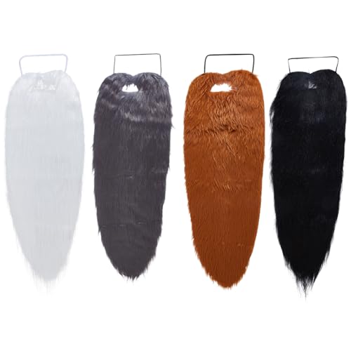 SUPERFINDINGS 4 Stück 4 Farben Polyester Künstliche Schnurrbärte Selbstklebende Gefälschte Schnurrbärte Lustige Bartaufkleber Kostüm Gesichtsbehaarung Für Weihnachtsfeier 62.5~67cm von SUPERFINDINGS