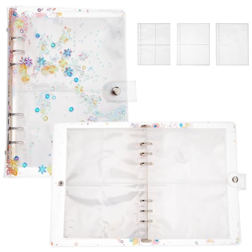 SUPERFINDINGS A5 Aufkleber Ordner Organizer Mit 50 Blättern Ordnertaschen Aufkleber Aufbewahrungs Displaybuch Transparente PVC Hülle Sammel Aufkleberalbum Für Aufkleber 6 Ring von SUPERFINDINGS