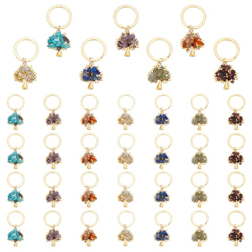 SUPERFINDINGS Schlüsselanhänger Mit Lebensbaum Motiv 28 Stück 7 Stile Mit Edelstein Splitterperlen Und Edelstein Anhänger Aus Legierung Schlüsselanhänger Aus Natürlichem Kristallstein als Dekoration SUPERFINDINGS Schlüsselanhänger Mit Lebensbaum Motiv 28 Stück 7 Stile Mit Edelstein Splitterperlen Und Edelstein Anhänger Aus Legierung Schlüsselanhänger Aus Natürlichem Kristallstein als Dekoration von SUPERFINDINGS
