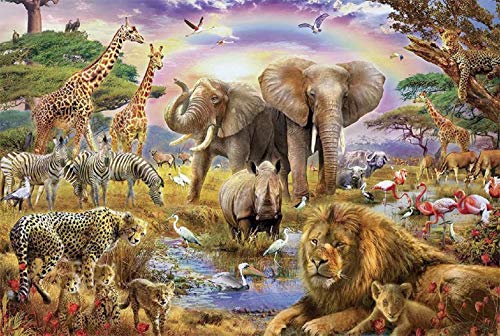 SUPERPOWER® 1000 Stück Afrikanische Dschungel Tiere Wald Biester Regenbogen Sonnenuntergang Landschaft Kinder Lernen Erkenntnis Spielzeuge Erwachsene Gehirn Teaser Spiele Holz Intelligenz Puzzles von SUPERPOWER