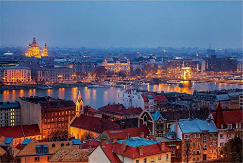 SUPERPOWER® 1000 Stück Hölzern Europäisches Budapester Nacht Himmel Horizont See Gebäude Landschaft Foto Erwachsene Übung Gehirne Bodenspiele Puzzles von SUPERPOWER