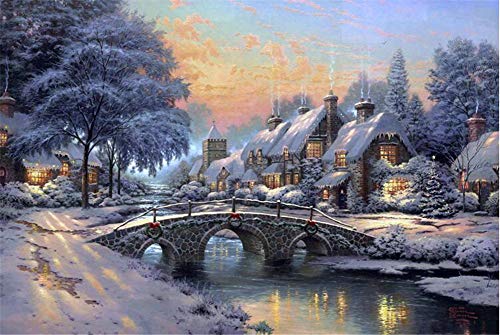 SUPERPOWER® 1000 Stück Winter Wasser Brücke Ölgemälde Landschaft Holzpuzzle Spielzeug Erwachsene Puzzles Romantische Weihnachten Geburtstagsgeschenk von SUPERPOWER