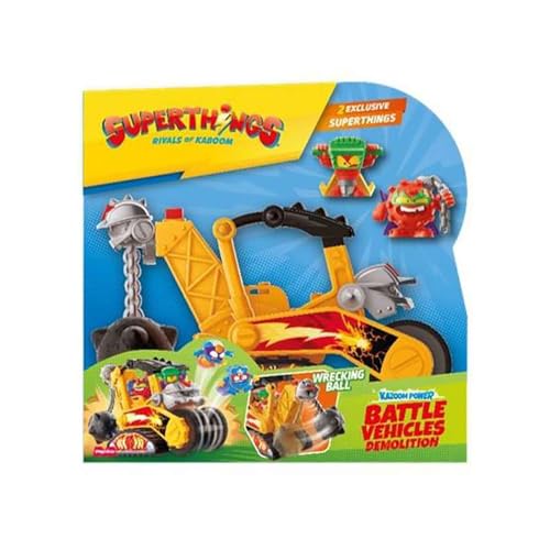 SUPERTHINGS KAZOOM Power – Battle Vehicle Demolition – Schlachtfahrzeug zur Zerstörung der Bösewichte aus der TV-Serie Superthings Kazoom Power – enthält 1 Battle Vehicle und 2 Exklusive Superthings von SUPERTHINGS RIVALS OF KABOOM
