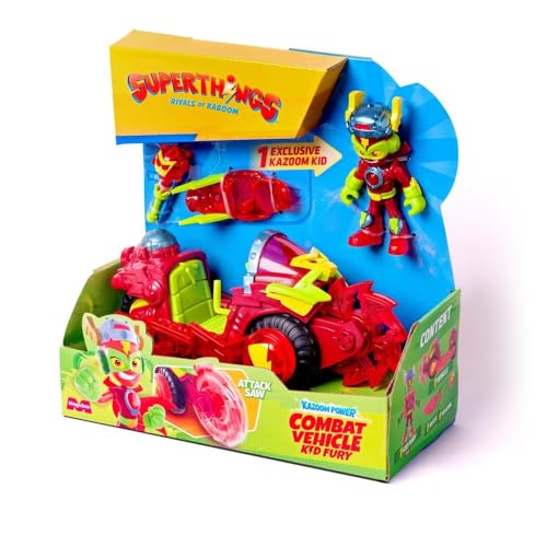 SUPERTHINGS KAZOOM Power – Combat Vehicle Kid Fury Kampffahrzeug aus der TV-Serie Kazoom Power, enthält 1 Combat Vehicle, 1 Kid Fury Exclusive, 1 Waffe und 1 Zubehör von SUPERTHINGS RIVALS OF KABOOM