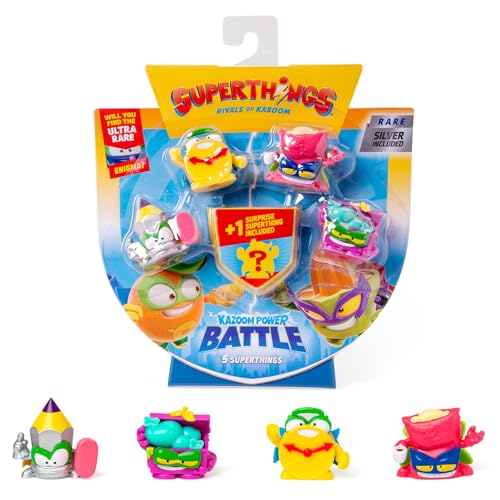 Superthings Kazooom Power Battle – 5er-Pack – enthält 5 SuperThings (inklusive 1 Überraschungsfigur und 1 silberner Kapitän), 3 x 6 Stück von SUPERTHINGS RIVALS OF KABOOM