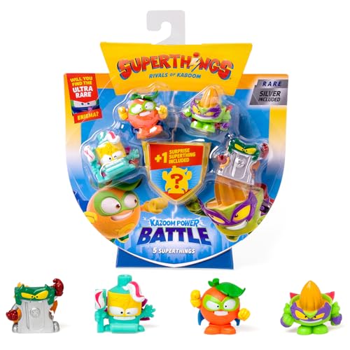 Superthings Kazooom Power Battle – 5er-Pack – enthält 5 SuperThings (inklusive 1 Überraschungsfigur und 1 silberner Kapitän), 4 x 6 Stück von SUPERTHINGS RIVALS OF KABOOM