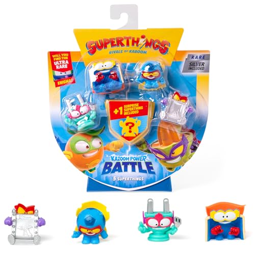 Superthings Kazooom Power Battle – 5er-Pack – enthält 5 SuperThings (inklusive 1 Überraschungsfigur und 1 silberner Kapitän), 6 Stück von SUPERTHINGS RIVALS OF KABOOM