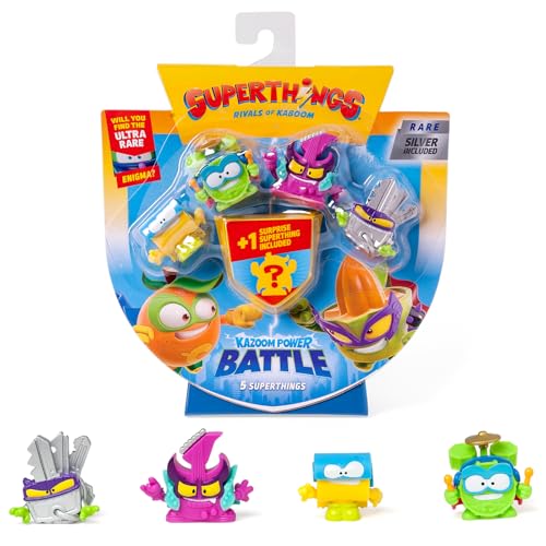 Superthings Kazooom Power Battle – 5er-Pack – enthält 5 SuperThings (inklusive 1 Überraschungsfigur und 1 silberner Kapitän), Packung mit 2 x 6 Stück von SUPERTHINGS RIVALS OF KABOOM
