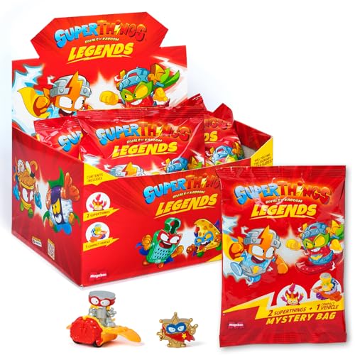 Superthings Legends Mystery Bag, Sortiment der legendärsten SuperThings-Charaktere, enthält 2 SuperThings und 1 Fahrzeug pro Pack (18 Packs), enthält Produkte der Serie 1-9 von SUPERTHINGS RIVALS OF KABOOM