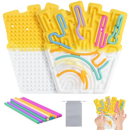 Sensorik Spielzeug für Kinder & Erwachsene, Fidget Toys mit 12 Silikonstreifen & Aufbewahrungstasche, Reisespielzeug ab 3 Jahre zur Entspannung & Konzentration von SUPERWSLING