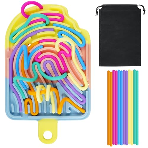 Sensorik Spielzeug für Kinder & Erwachsene, Fidget Toys mit 12 Silikonstreifen & Aufbewahrungstasche, Reisespielzeug ab 3 Jahre zur Entspannung & Konzentration von SUPERWSLING