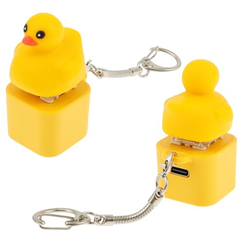 2 Stück Duckeys Quacking Toy, Duck Keycap Schlüsselanhänger, Enten Quacksalber Keychain Typ C Ladung Ente Drückenstall leuchten hängende Ornament für Brieftaschenkleidung Tragbare Spielzeug von SUPPUIMNT